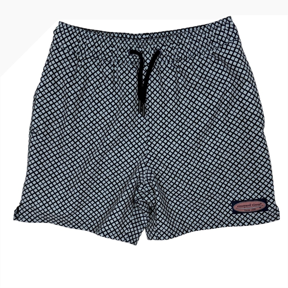 VINEYARD VINES Boys Swim Trunks Board Shorts Blue Geometric Print Size S